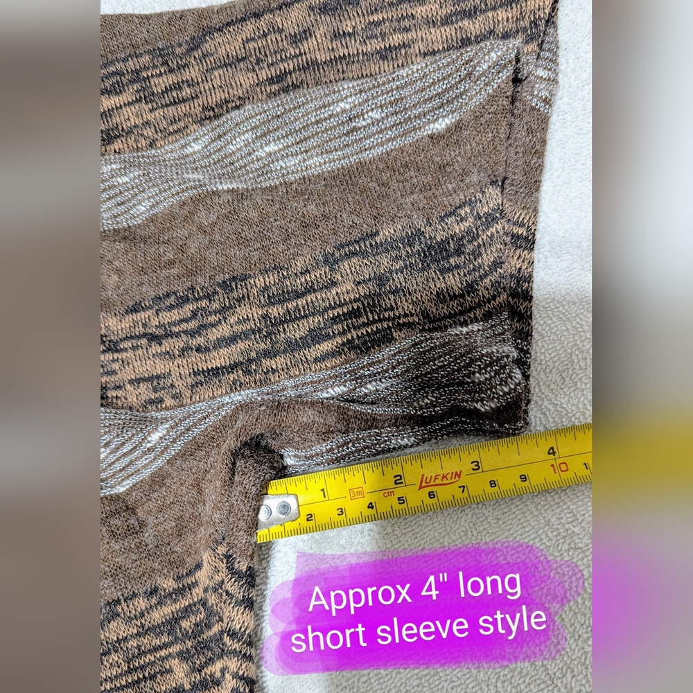 Suzy Shier size XL EUC brown & tan short sleeve cowl neck top - Picture 7 of 12